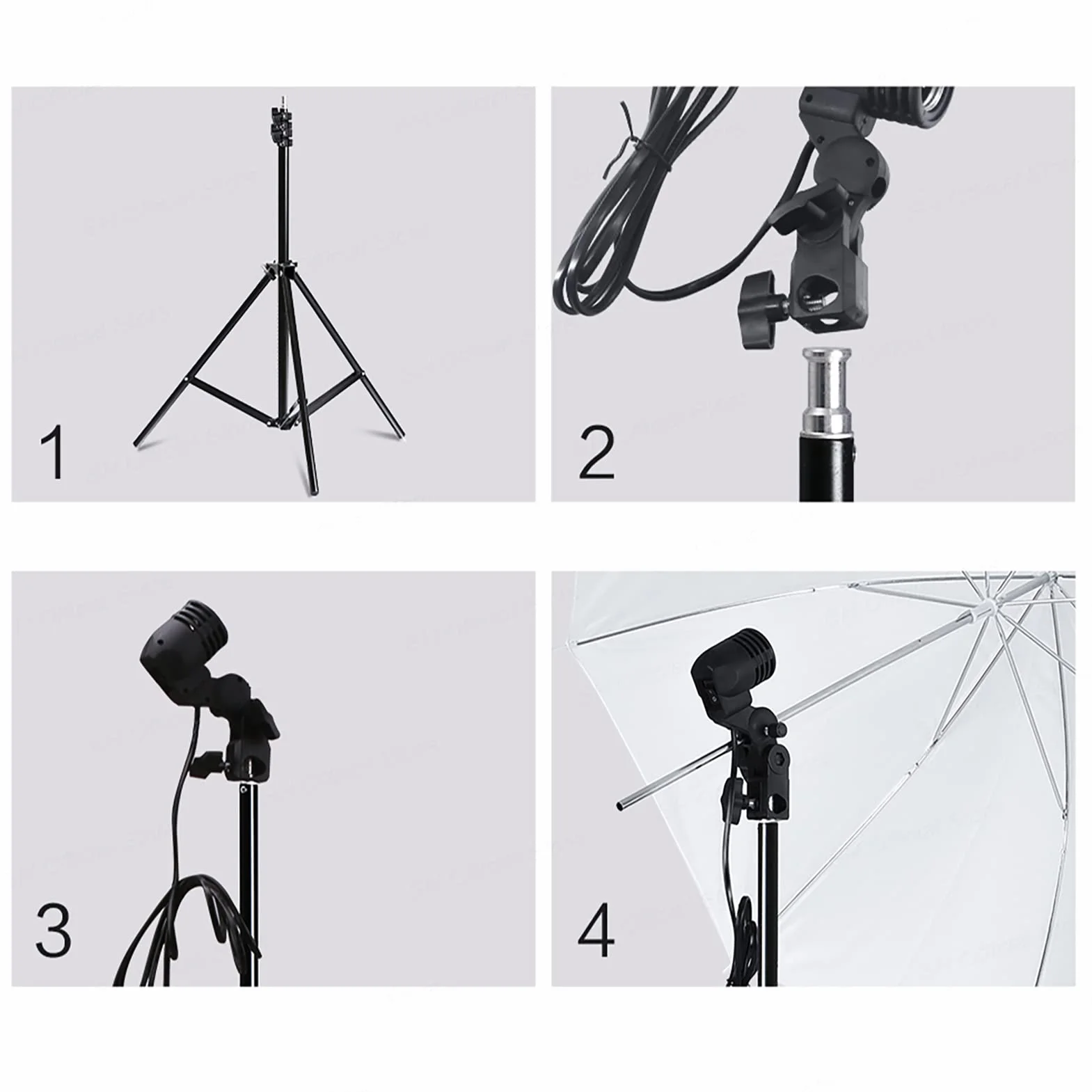 Andoer 33"/84cm Biały Parasol Studio Fotograficzne z 2M * 2 Statyw, Gniazda świetlne E27 * 2 do transmisji na żywo Fotografia portretowa Nagrywanie wideo