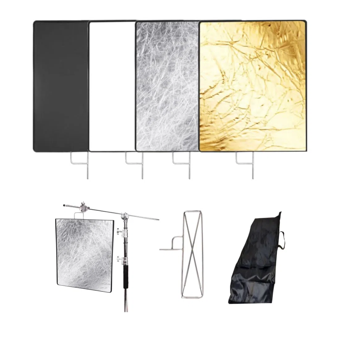 Składany zestaw odblaskowych flag, 60 x 75 cm, 4 w 1, reflektor fotograficzny, dyfuzor modyfikator światła do miękkiego, rozproszonego, efektów świetlnych