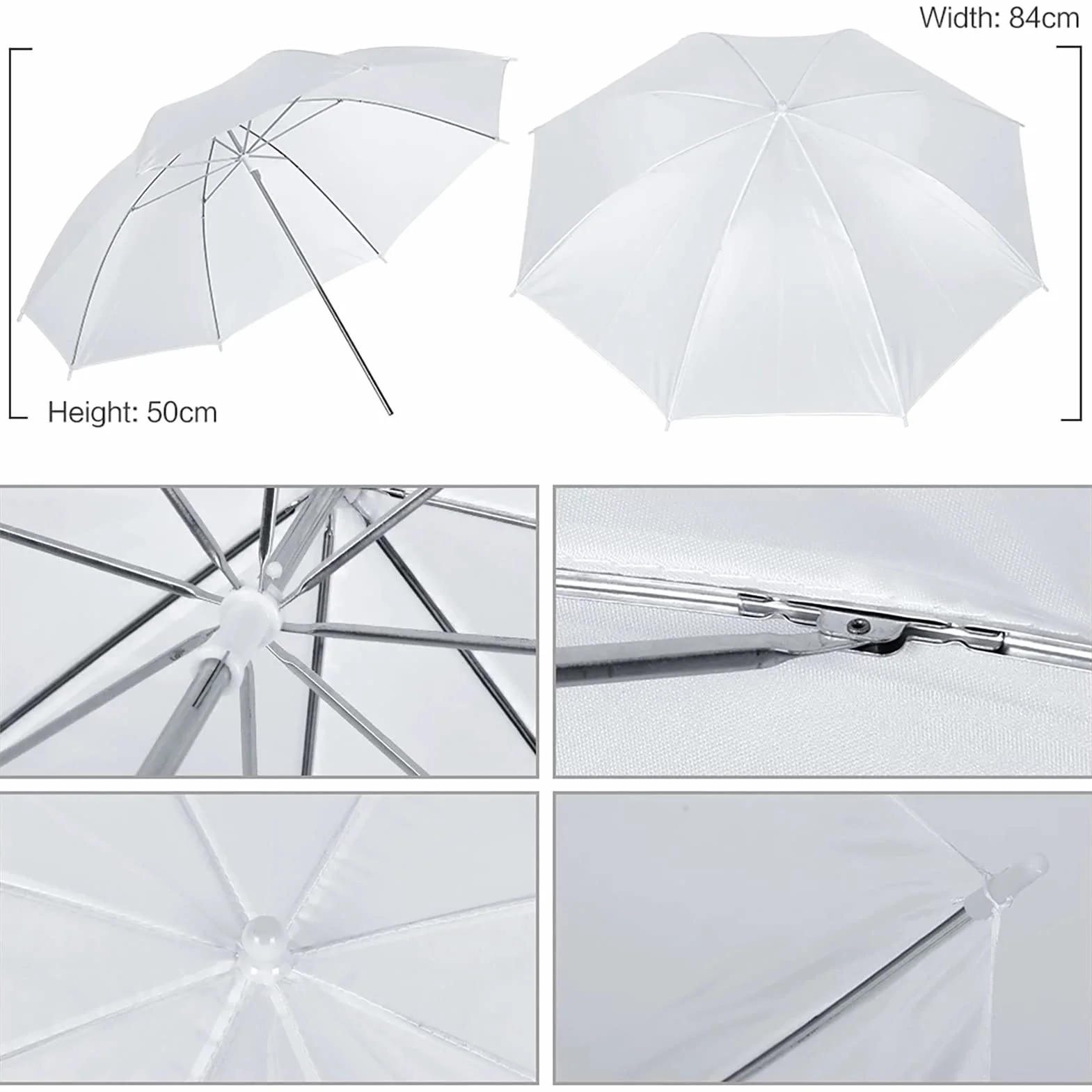 Andoer 33"/84cm Biały Parasol Studio Fotograficzne z 2M * 2 Statyw, Gniazda świetlne E27 * 2 do transmisji na żywo Fotografia portretowa Nagrywanie wideo