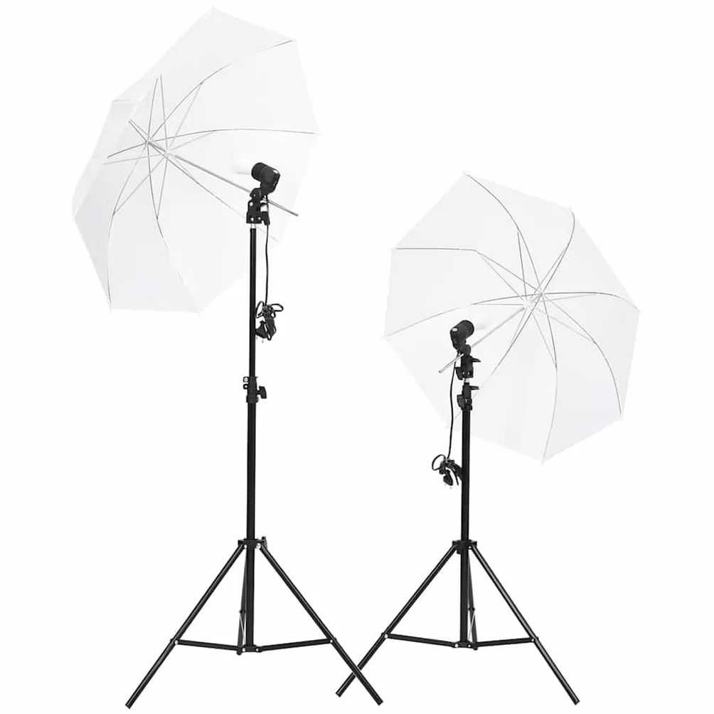 Zestaw do studia fotograficznego z oświetleniem i tłem, lampy dzienne 5500 K, abażury i regulowany system tła do fotografii i wideo