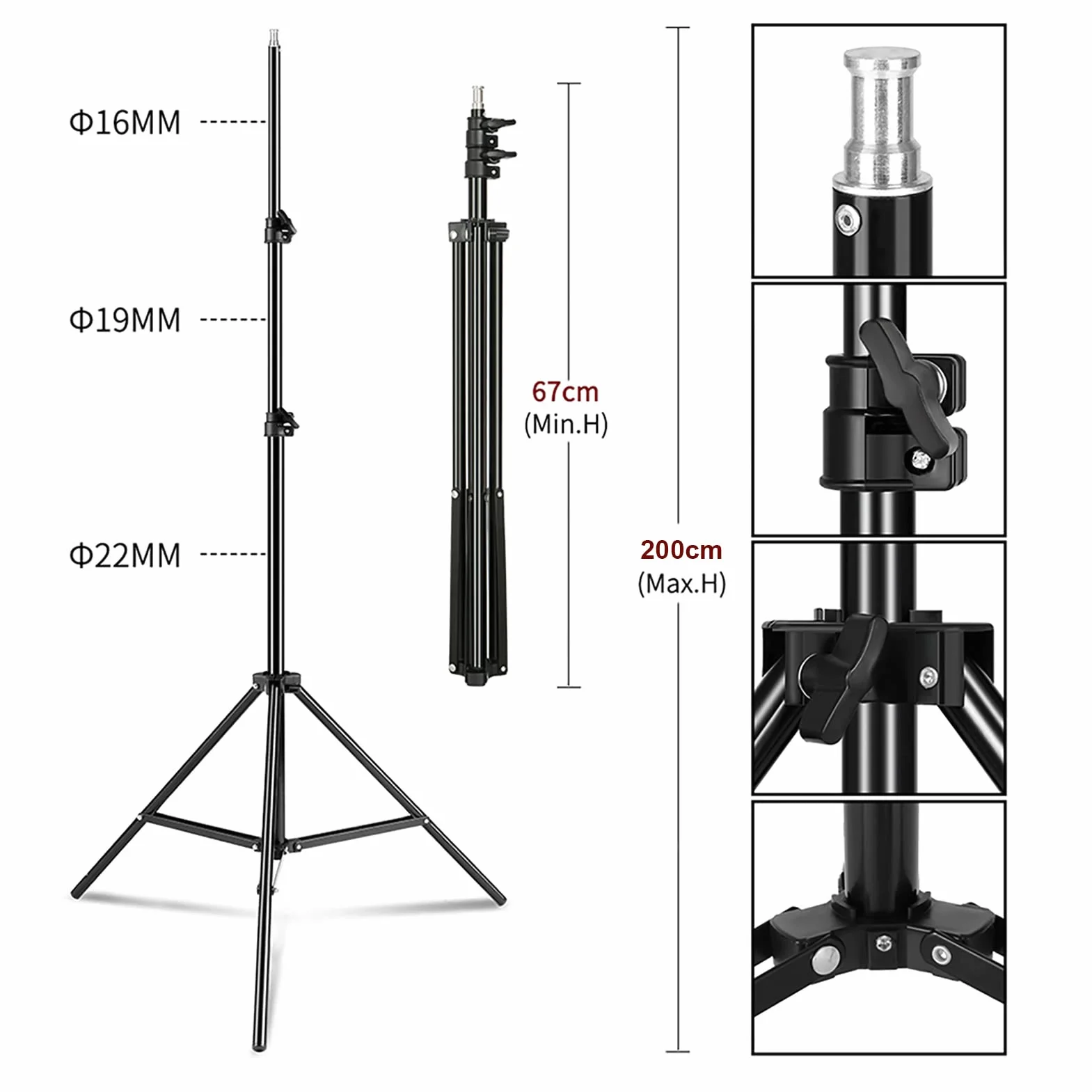 Andoer 33"/84cm Biały Parasol Studio Fotograficzne z 2M * 2 Statyw, Gniazda świetlne E27 * 2 do transmisji na żywo Fotografia portretowa Nagrywanie wideo