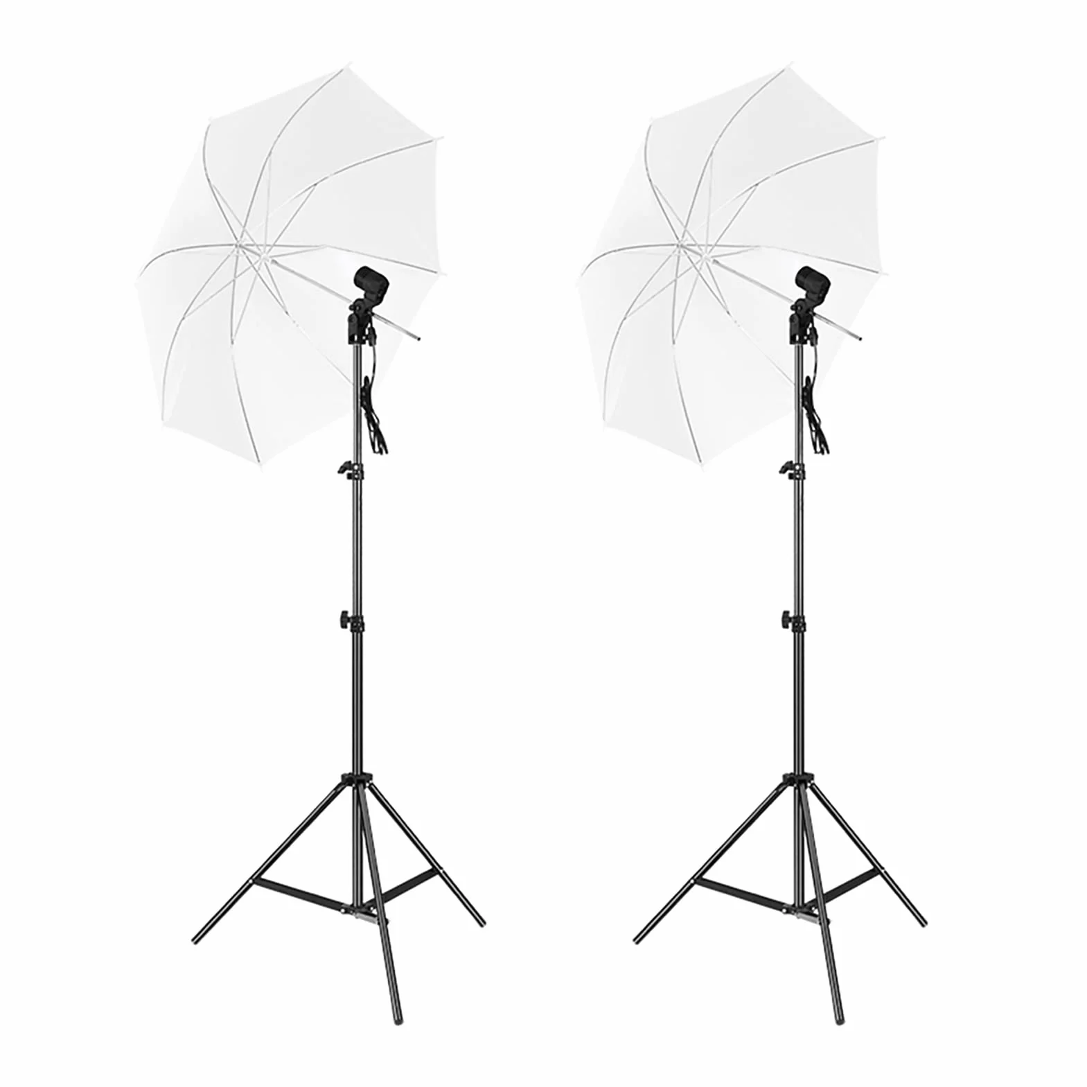Andoer 33"/84cm Biały Parasol Studio Fotograficzne z 2M * 2 Statyw, Gniazda świetlne E27 * 2 do transmisji na żywo Fotografia portretowa Nagrywanie wideo