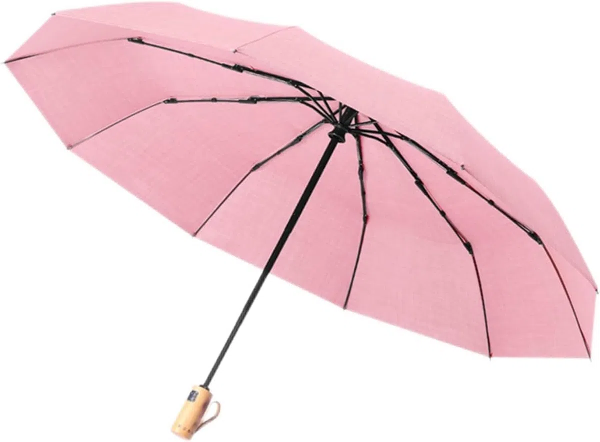 Parasolki Wiatroodporny parasol podróżny, 10 żeber, automatyczne otwieranie i zamykanie, składana drewniana rączka, kompaktowy(Blue)